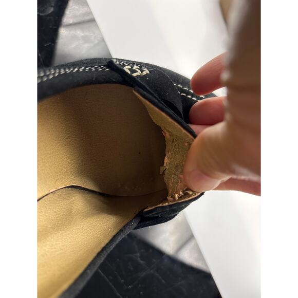 Levity Black Suede Loafer Block Heel Shoes - Picture 5 of 6